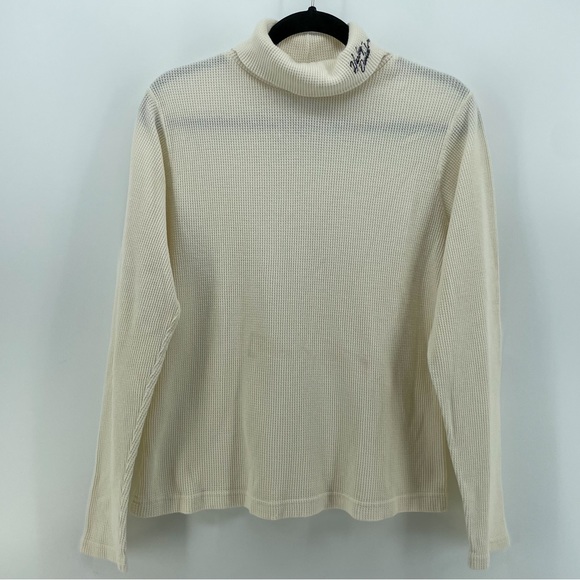 Harley-Davidson Tops - Harley Davidson Womens Turtleneck Cream Waffle Knit Cotton Blend XL